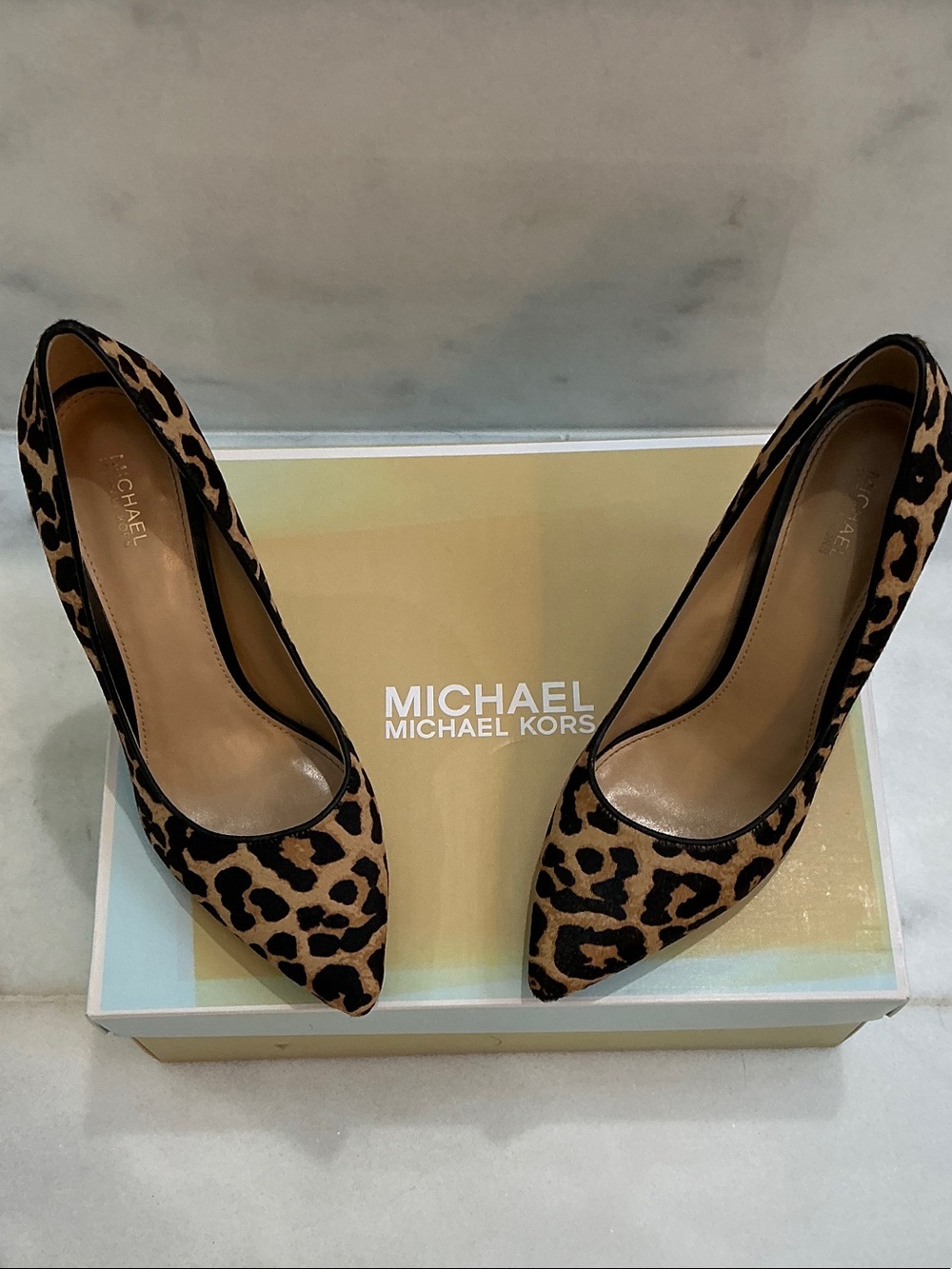 MICHAEL Michael Kors Leopard-Print Pointed Toe Pumps - Brown/Black 9M nib